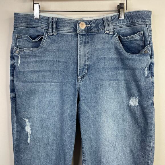 Democracy Tummy Tuck High Waist straight leg Cropped Distressed Jeans womens 16 - Picture 2 of 13